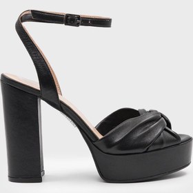 Resim SHOEMOL SKT-076 Siyah Deri Platform Topuklu Konfor Ayakkabı 