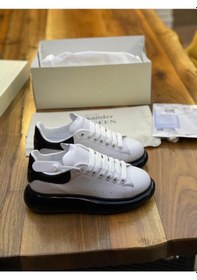 Resim Şeffaf Taban Klasik Unisex Ayakkabı Alexander Mcqueen Ithal Beyaz Siyah Şeffaf 
