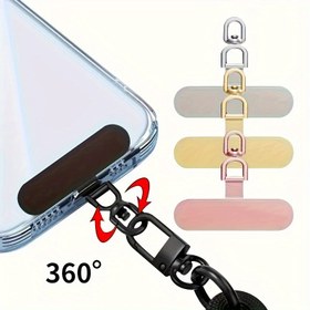 Resim Yükseltilmiş 360° Dönen Paslanmaz Çelik Cep Telefonu Lanyard Bağlantısı, Ultra İnce Metal Yama, Güvenlik Halatı Bağlantısı, Evrensel Cep Telefon Aksesuarları 