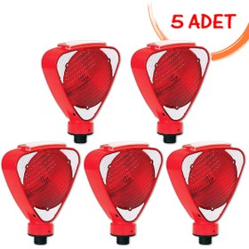 Resim İlgi Trafik Üçgen Çakar Lamba Güneş Enerjili Flaşör Lambası Solar Trafik Flaşörü (Kırmızı) Evelux 11813 FL K (5 