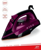Resim Evia Jett 2200 Watt Seramik Tabanlı 160 Gr Etkili Şok Buharlı Ütü Siyah Mor 