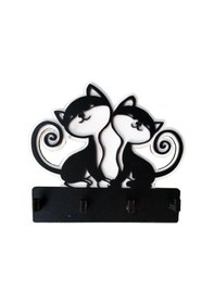 Resim Sevimli Kediler Lazer Kesim Duvar Anahtarlık Anahtar Askısı 