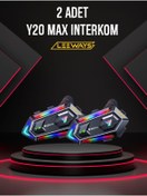 Resim leeways 2 ADET Y20 Max Telsiz Özellikli 5.3 Motosiklet Kask Kulaklık Intercom Işıklı Motorsiklet 