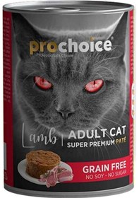 Resim Pro Choice Kuzu Etli Şekersiz Tahılsız Ezme Yetişkin Kedi Konservesi 400gr 12'li 