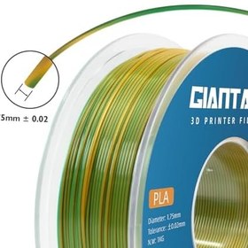 Resim GIANTARM Silk PLA Filament 1,75 mm (± 0,02 mm) 3D yazıcı için, 1 kg, 1 rulo vakumlu ambalajlı, PLA ipek benzeri iki renkli, altın + yeşil 