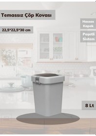 Resim Çöp Kovası Aç-kapa Banyo Çöp Kutusu Küçük Mutfak Çöp Kovası Gri 8 Litre Gri 