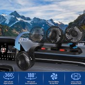 Resim 360° Ayarlanabilir 3 Başlıklı Araba Fanı - Sessiz ve Güçlü, 3 Hız Seçeneği ile USB Soğutma Fanı 