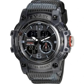 Resim Hanyang Camo Gri 2022 Yeni Smael Iki Zamanlı Erkek Saatler 50 M Su Geçirmez Askeri Saatler Erkek 8007 Şok Dayanıklı Spor Saatler Hediyeler Saat (Yurt Dışından) 