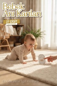 Resim t tuğset etiket Bebek Anı Kartları Aylık Fotoğraf Çekim Kartları 27 adet Özel Tasarım Saklama Kutulu Bebek Hediyelik 