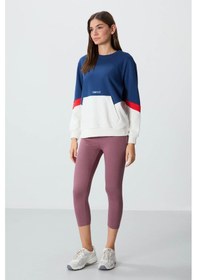 Resim Tommy Life Parlament Kompakt Pamuklu Kalın Pürüzsüz Dokulu O Yaka Oversize Fit Kadın Sweatshirt - 97289 Parlament Mavisi 