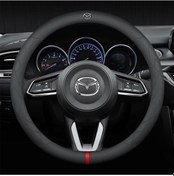 Resim Geeksen Mazda 3, Cx-4/5/6, Atenza, Rx-8, Cx-30 İçin Deri Direksiyon Kılıfı - Kırmızı Düzeltme İşareti Ve Mazda Logolu Kırmızı 