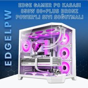 Resim Gameagle EDGELPW Edge 7 Argb Fanlı Gamer Bilgisayar Kasası 850w 80+ Plus Bronz Power'lı Sıvı Soğutmalı Beyaz 
