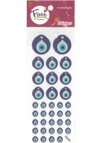 Resim Face Sticker Renkli Kabartma Fc-023 Nazar Boncuğu 