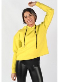 Resim Kadın Kapüşonlu Sweatshirt Sarı Çok Renkli 