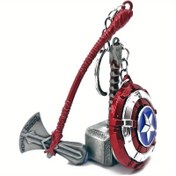 Resim Marvel 3 Adet Üç Kaptan Shield, Thunder God Hammer, Storm Axe Anahtarlık Üç Parça Set, Avengers Aksesuarları 