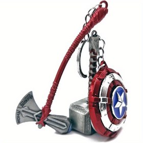 Resim Marvel 3 Adet Üç Kaptan Shield, Thunder God Hammer, Storm Axe Anahtarlık Üç Parça Set, Avengers Aksesuarları 