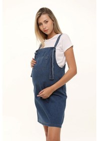 Resim Luvmabelly Myra6301 Kot Hamile Jile Elbise -mavi-mavi 