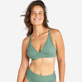 Resim Kadın Sporcu Kesim V Yaka Bikini Üstü - Haki - BEA 