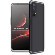 Resim Realme 7 Kılıf Double Dip 360 Protective Siyah Gri Microsonic