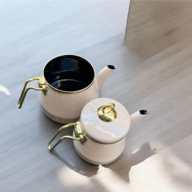 Resim Taşev Robin Emaye Çaydanlık Takımı Toprak Gri 