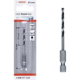 Resim Bosch Hss Point Teq Hex Metal Matkap Ucu 3mm - 2608577519 