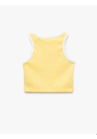 Resim Koton Tweety Lisanslı Pamuklu Slim Fit Bisiklet Yaka Baskılı Crop Atlet Sarı 5skg30126ak Sarı 