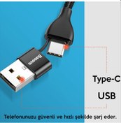 Resim Baseus 2In1 Dual Output Cable-Usb-A Type-C İphone Uyumlu 18W Hızlı Şarj-Siyah 