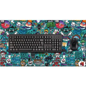Resim Doodle Blue Xl 70X40 Cm 3Mm Oyuncu Gaming Mouse Pad 