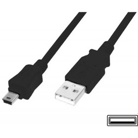 Resim Usb 2.0 Bağlantı Kablosu, Usb A Erkek - Usb Mini B 5 Pin Erkek, 1 Metre, Awg 28, Usb 2.0 Uyumlu, Ul, Siyah Renk -18826 