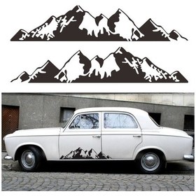 Resim Sones 2 Adet/takım D-750 Dağ Desen Araba Modifiye Dekoratif Çıkartma Mavi 