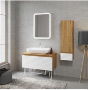 Resim Denko Taylan 85 CM Mdf Beyaz Banyo Dolabı Takımı + Boy Dolabı 