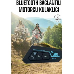 Resim Interkom Intercom Kask Kulaklık BT22 Bluetooth Motosiklet Kulaklık 5.0 Bluetooth 