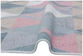 Resim ARYA AR 10 BLUE PINK Yıkanabilir Çift Taraflı Modern Desenli Dokuma Kilim, Pembe, 80 x 300 