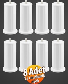Resim Badem10 Keson 8 Adet 12 cm Beyaz Plastik Mobilya Baza Tv Ünitesi Yükseltme Ayağı Destek Ayağı 
