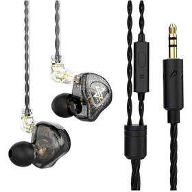 Resim Geeroyoo Qkz Ak6 Max 3.5mm Kulak İçi Kulaklık, Mikrofonlu, 2pin 0.75mm Çıkarılabilir Kablo, Şeffaf Siyah AK6 Max 
