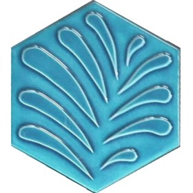 Resim Armada Çini 15X17 cm Yaprak Turkuaz Altıgen Çini Karo 