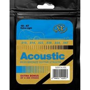 Resim SX SZSTA1EL High-Carbon Steel Core Bronze Wrap Extra Light Akustik Gitar Teli (80/20) 