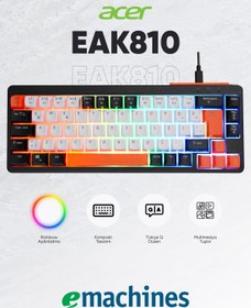Resim ACER eMachines EAK810 Oyuncu Klavyesi Rainbow Aydınlatma Mini Klavye Türkçe Q Gaming Klavye Siyah 