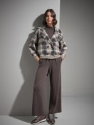 Resim Ekose Desenli Düğmeli Multi Triko Kaban 