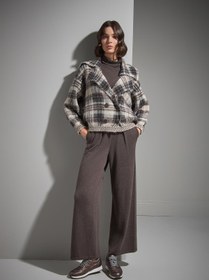 Resim Ekose Desenli Düğmeli Multi Triko Kaban 