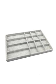 Resim MeGass Dekor Paris Model Süet Kumaş Gri Renk 34/24cm Takı Sergileme Çekmece Içi Stand 