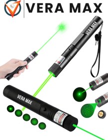 Resim veramax Emniyetli Şarj Edilebilir Pilli Metal Kasa Yıldız Başlıklı Yeşil Lazer Pointer 15 Km Menzili ÖF-2000 