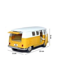 Resim 1:32 Ölçek Metal Çek Bırak Nostaljik Volkswagen T1 Minibüs Vosvos Oyuncak Araba - Sarı 13 Cm 
