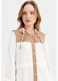 Resim Esswaap Oysh Kumaş Kapişon Detaylı Giy Çık Tunik Camel-camel Camel 