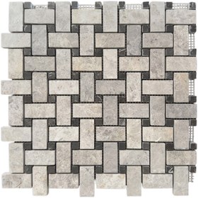 Resim TUQCO Doğal Taş Tundra gri - Emperador Basket Cilalı Mermer Mozaik 