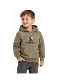 Resim Baglan Erkek Çocuk Önü Arkası Baskılı Kapüşonlu Sweatshirt Bgl-st05246 Vizon 