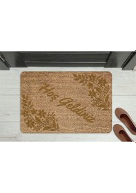 Resim Hoş Geldiniz Neşeli Font Dekoratif Kapı Önü Paspası Gümüş 