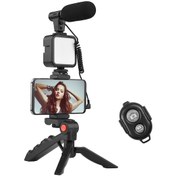 Resim Maiyame Vlog Çalışma Seti: Masaüstü Tripod + Telefon Tutucu + Mikrofon + Led Işık + Uzaktan Kumanda Pil Dahil 