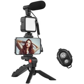 Resim Maiyame Vlog Çalışma Seti: Masaüstü Tripod + Telefon Tutucu + Mikrofon + Led Işık + Uzaktan Kumanda Pil Dahil 