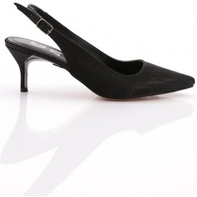 Resim Dgn 5004 Kadin Arkasi Açik Topuklu Ayakkabi Siyah İthal 